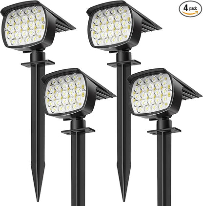 Solar Spot Lights Outdoor, 4 Pack 58 LED Solar Landscape Spotlights, Auto On/Off 3 Lighting Modes, 2-in-1 IP65 Waterproof Solar Landscape Lights for Yard Garden Pathway Tree