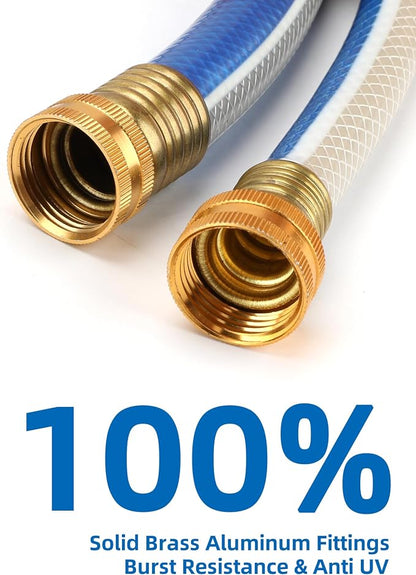 Lead-in Blue Short Garden Hose 3/4 in. x 3 ft. -No Kink, Leak Free, Flexible, Male to Female Fittings -Heavy Duty Lightweight PVC Water Hose -150PSI Work & 500PSI Burst, for Reel Cart & Commercial Use