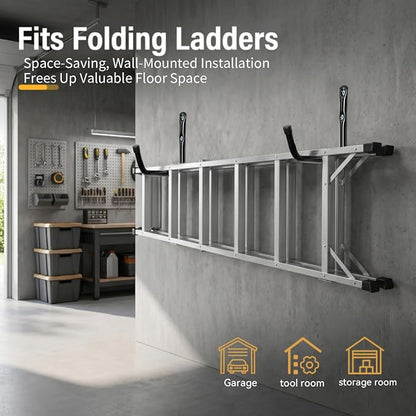 Heavy Duty Garage Storage Hooks, Wall Mounted Utility Hanging Rack for Surfboard, Ladder, Bike, Folded Chairs