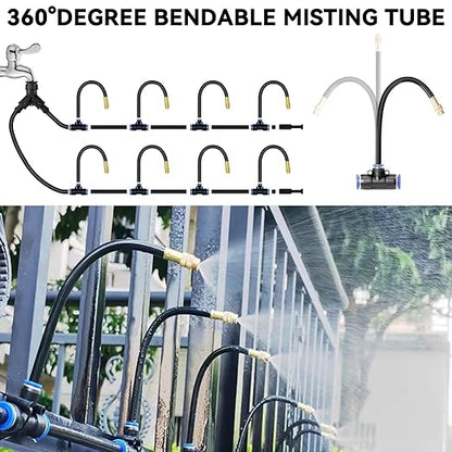 98.4Ft Drip Irrigation System, 360° Bendable Drip Irrigation Kit Automatic Irrigation System for Garden, Adjustable Garden Watering Misting System for Greenhouse, Yard, Lawn, Plant