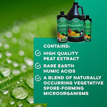 MICROBE LIFE HYDROPONICS Nourish-L Liquid Fertilizer, Stimulator to Enhance Plant Nutrient Absorption for Fruits & Vegetables, Use with Any Feeding Systems Including Hydroponics or Soil, 32 Ounces