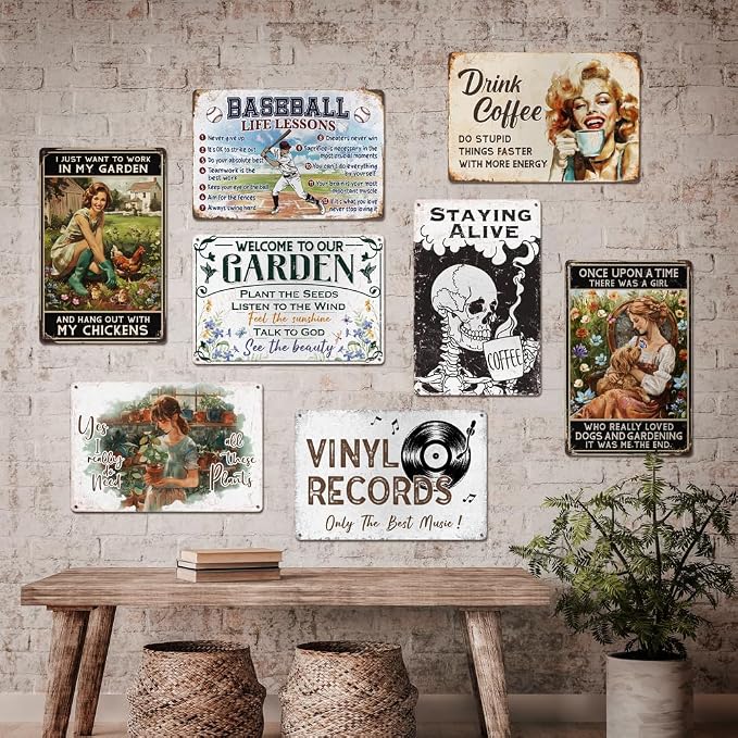 Funny Garden Metal Sign Vintage Outside Garden Decor Gardening Gifts for Women Plants Lovers12" x 8"