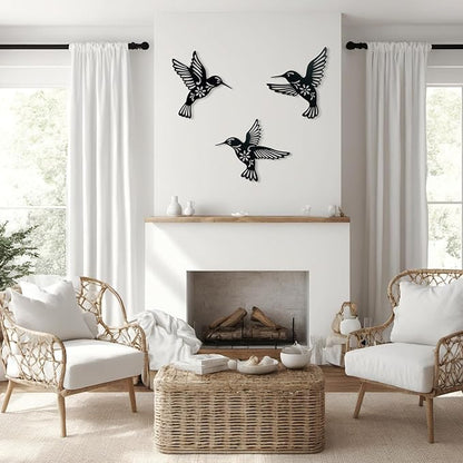 Metal Bird Wall Art Decor- Hummingbird Wall Art Silhouette Outdoor Wall Decor Art for Your Patio, Garden, and Home Metal Art Decor, Indoor and Outdoor Hanging