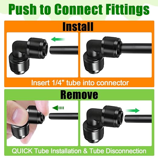 30 Pieces 1/4 Inch Drip Irrigation Elbow Fittings - 1/4'' Drip Line Push-to-Fit Connectors for 1/4 Inch Drip Irrigation Tubing Leak Free Lock Elbow Parts for Drip Irrigation System