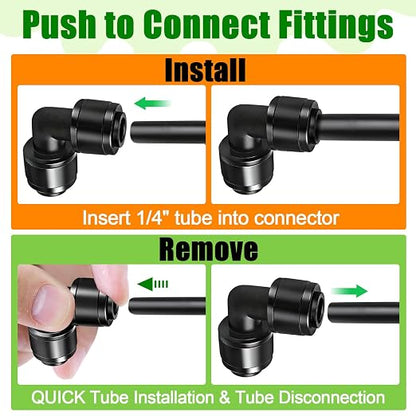 30 Pieces 1/4 Inch Drip Irrigation Elbow Fittings - 1/4'' Drip Line Push-to-Fit Connectors for 1/4 Inch Drip Irrigation Tubing Leak Free Lock Elbow Parts for Drip Irrigation System