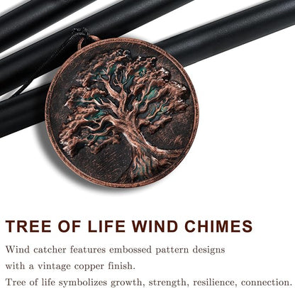 Wind Chimes for Outside, Vintage Tree of Life Deep Tone Wind Chime Outdoor Clearance, Memorial/Festivals/Birthday Gift for Mom Dad Women Grandma, Garden Porch Patio Decor (34" Tree of Life)