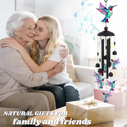 Hummingbird Wind Chimes for Outside, Metal Wind Chimes Outdoor for Patio Porch Yard Garden, Hummingbird Gifts for Women, Mothers Day Birthday Memorial Gifts for Mom Grandma Wife, Outdoor Decor