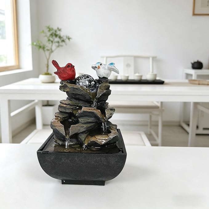 Indoor Water Fountain, Small | Desk Waterfall, Zen Tabletop Design, Home Office Decor, Mini Size