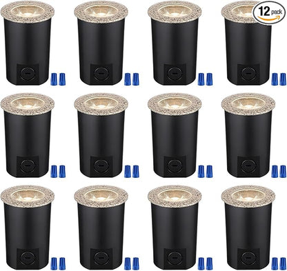 LEONLITE 12-Pack 3W 3000K Well Lights Landscape LED In Ground, 12-24V AC/DC Low Voltage, CRI90 IP67 Inground Well Lights Outdoor, Rock Color Aluminum Housing, Embedded Parts Included