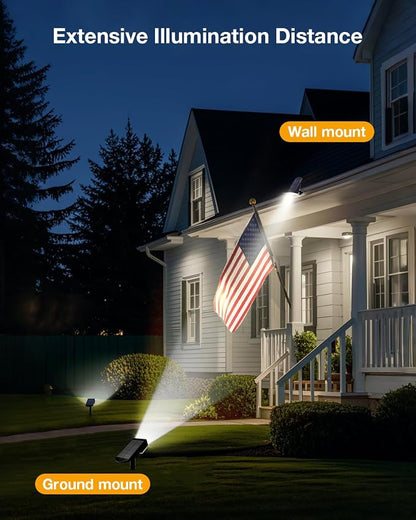 Solar Power Spotlight Outdoor Waterproof Landscape LED Accent Lighting for Yard, Tree, Plants, Walls, Path, Garden, Statues, Adjustable Brightness,Dusk to Dawn Long Lasting (Cool White, 1 Pack)
