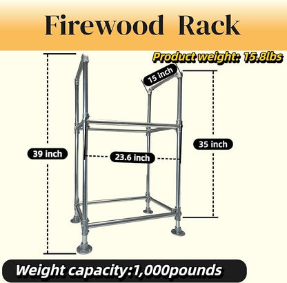2ft Heavy Duty Firewood Rack with Dual-Tier Structural Design | Constructed with Galvanized Steel Pipes and Featuring a Firewood Rack Cover,Load-bearing Capacity 1,000 lbs,Indoor/Outdoor