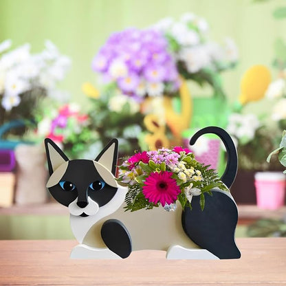 Siamese Cat Cat Planter ots, 12.5 x 5.6 x 7.8 Inches | Cat Flower Pot, Cute Animal Shaped Plant Pot, Gifts for Women & Pet Lovers, Indoor Outdoor Garden Home Office Decor