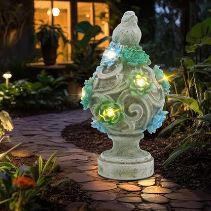 WONDER GARDEN Bird Statue with Solar Light, Resin Birds Figurines, Outdoor Dove Garden Statues, Waterproof Lawn Yard Patio Ornaments Statuary Decorations