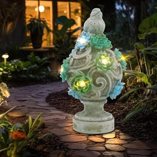 WONDER GARDEN Bird Statue with Solar Light, Resin Birds Figurines, Outdoor Dove Garden Statues, Waterproof Lawn Yard Patio Ornaments Statuary Decorations