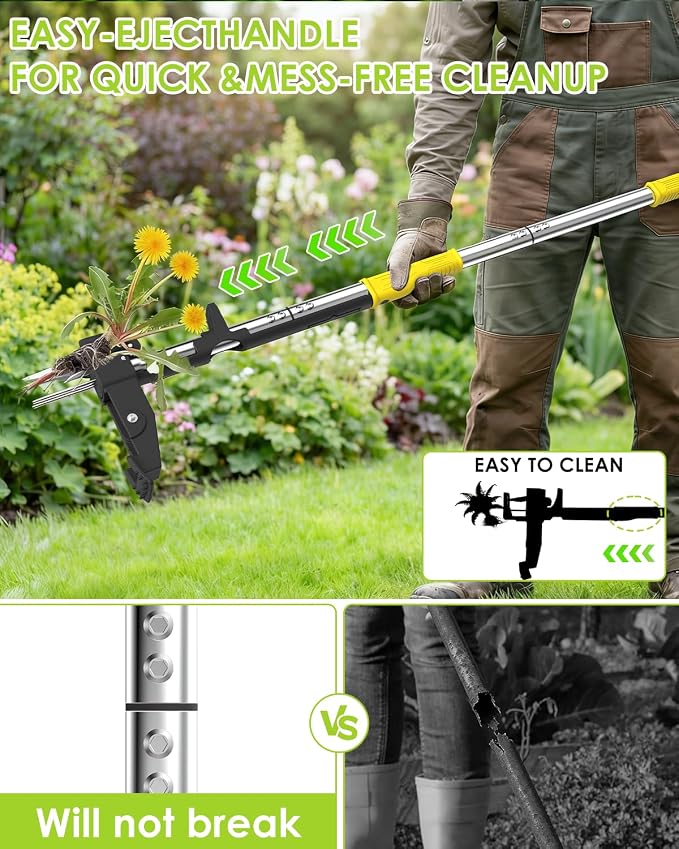Luvenia Heavy Duty Stand Up Weed Puller Tool, Weed Removal Tool with 41.3" Long Handle & 4 Claw Steel Head, Garden Hand Weeding Tool-Easily Remove Weeds Without Bending, Pulling, or Kneeling