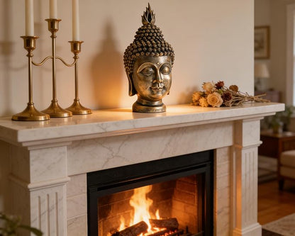 Buddha Head Statue Zen Meditation Decoration, 11 inch Resin Antique Golden Buddha Head Statue for Buddhist Spiritual Altar Decoration Buddhism Gifts