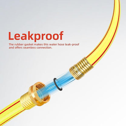 Lead-in Yellow Short Garden Hose 3/4 in. x 3 ft. -No Kink, Leak Free, Flexible, Male to Female Fittings -Heavy Duty Lightweight PVC Water Hose -150PSI Work & 500PSI Burst, for Reel Cart & Outdoor Use