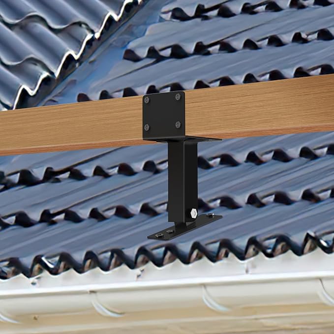 JEXALINE 3Pcs Roof Riser Brackets Kit,Pergola Roof Riser Beam Bracket,Heavy Duty Pergola Brackets,Adjustable Saddle Roof Riser Post for Gazebo -Includes Screws