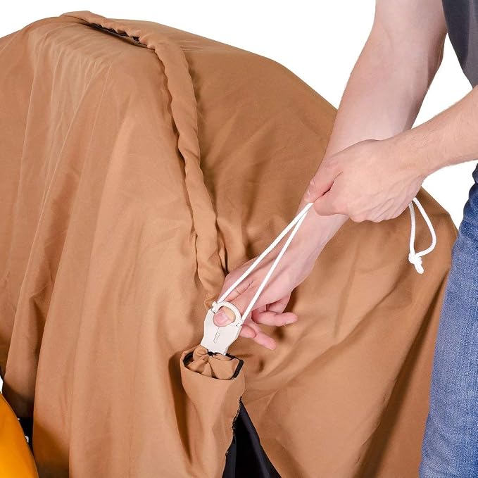 TerraKing Pro Leaf Bag for Ride-On Lawn Mowers | 54 Cu. Ft., 120" Opening | 2-Bag System | Heavy Duty Nylon Bottom | Fast Easy Leaf Collection | Tan (Model ST95084)