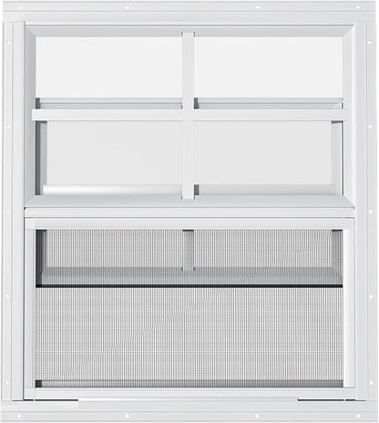 2 Pack Shed Windows - 24" W x 27" H Flush Mount, White Household Windows for Small Playhouses, Barns, Chicken Coops