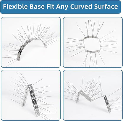Moyofree Pre-Assembled Bird Spikes for Roofs and Windows, Cover 9.84Feet (3m), Pigeon Spikes Set for Deterring Crows, Seagulls and Small Birds, Stainless Steel Bird Deterrent Spikes for Outside