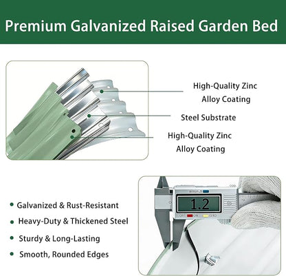 6×3×1 ft Light Green Metal Galvanized Raised Garden Bed, Easy Assembly Outdoor Garden Planter for Gardening Fruit, Vegetables, Flowers & Herbs