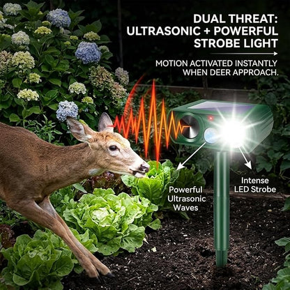 2026 Upgraded Sonic Fortress Pro Deer Repellent Devices,4Pack Solar Ultrasonic Animal Repellent with Motion Sensor&Flash Light-IP65 Waterproof Rabbit,Raccoon,Cat Repellent Outdoor for Yard