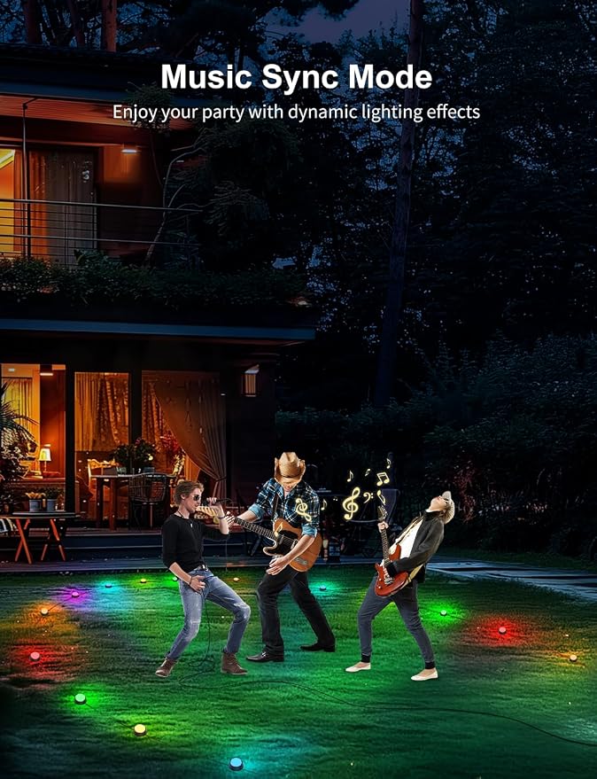 APPECK Outdoor Ground Lights 15 Pack, 32FT RGBCW Color Changing Pathway Lights Waterproof, 2200-6500K CCT Landscape Lighting, for Path Garden Lawn Patio Holiday Party Decor, Compatible with Alexa