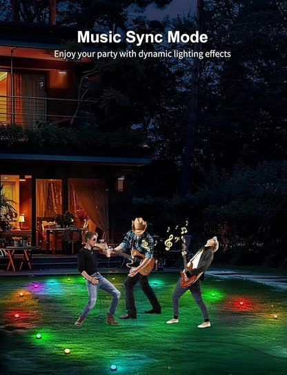 APPECK Outdoor Ground Lights 15 Pack, 32FT RGBCW Color Changing Pathway Lights Waterproof, 2200-6500K CCT Landscape Lighting, for Path Garden Lawn Patio Holiday Party Decor, Compatible with Alexa