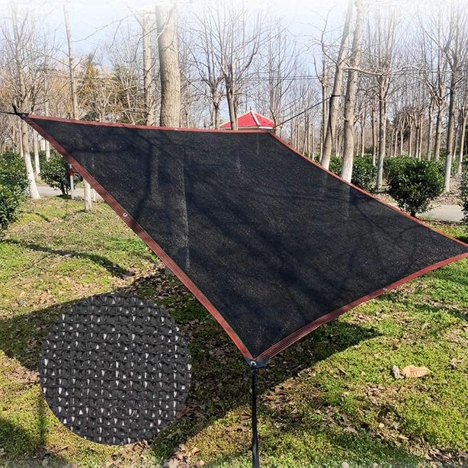 winemana 70% Black Shade Cloth, 8 x 12 FT Durable Mesh Tarp with Grommets, Resistant Garden Sun Shade Netting with Taped Edge for Plant Cover, Greenhouse, Patio, Tomatoes, Chicken Coop, Barn Kennel