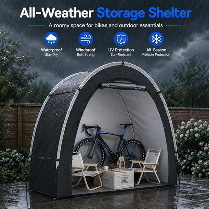 Bike Storage Shed Tent, Outdoor Portable Bicycle Storage Sheds with PU4000 Waterproof 210D Oxford Fabric for 3 Bikes, Bike Covers Shelter for Motorcycle, Garden Tools, Toys, Lawn Mower