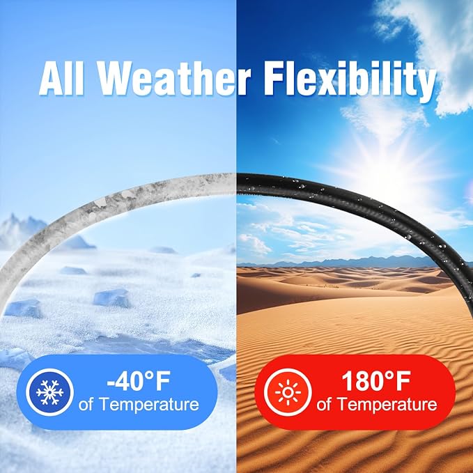Beitopamz Short Garden Hose 5 ft x 5/8" Female to Female, Heavy Duty Small Water Hose Extender Connector, Leak-Free Connections Hybrid Rubber Leader Hose with 3/4" Double GHT Fittings, Black