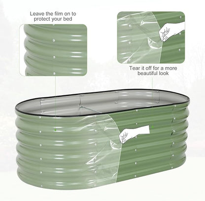 Galvanized Raised Garden Bed Outdoor- 2 Pcs Raised Beds for Gardening| Metal Planter Box, Steel Raised Garden Bed Kit with Gloves for Vegetables, Flower, Herbs (4x2x1.4FT, Green)