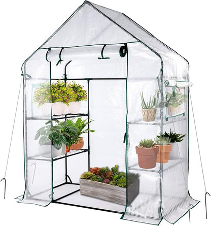 Mini Greenhouse,Greenhouses for Outdoors,Portable Walk in Green House for Garden Plants that Need Frost Protection and Away from Animals(56"x30"x76")-White