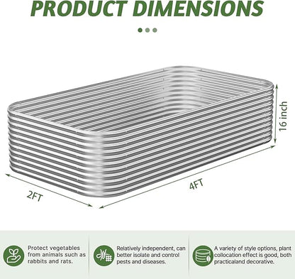 3 Pack Tall Corrugated Galvanized Steel Raised Garden Bed Outdoor, Metal Above Ground Garden Bed for Vegetables and Flowers, Raised Beds for Gardening-4x2FT
