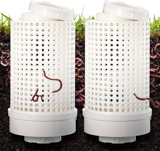 Blosssound 2 Pcs Inground Worm Composter Outdoor Farm Compost Bin Reducing Food Waste Composting Systems Sustainable Worm Composter for Raised Garden Beds at Home (11.81 x 6.3 x 6.3 Inch)