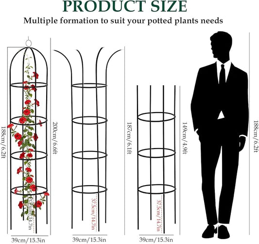 Wellsign 100% Metal Obelisk Trellis for Climbing Plants Outdoor Garden Tower Trellis 6.6ft, Plant Support with Garden Twist Tie for Tomato Cucumber Ivy Vines Rose Potted Plant Trellis Indoor 2 Pack