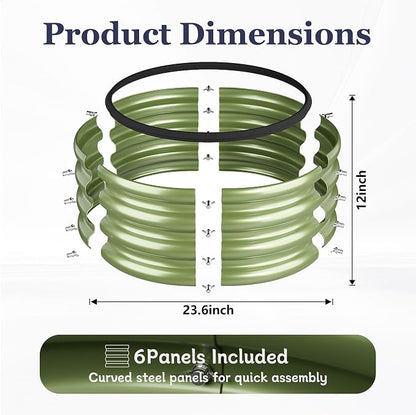 2 x 2 x 1 ft Round Raised Garden Bed, Green 1 Pack 0.6 mm Thick Galvanized Steel Planter Box with Double Layer Paint and Safety Edge Trim for Vegetables Flowers Herbs Outdoor Garden