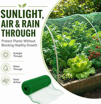 Garden Netting, 13 x 65 FT Bird Netting for Garden Plant Protection, Reusable Fine Mesh for Fruit Trees, Vegetable Plants, Blueberry Bushes, Raised Beds, Chicken Coop (13x65ft)