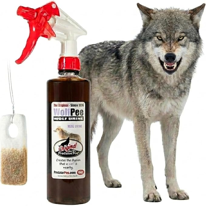 PredatorPee Original Wolf Urine 16oz Spray Bottle Combo with ScentTags