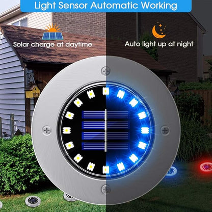NFESOLAR Solar Ground Lights Outdoor with 16 LEDs Multi-Color for Outdoor | IP65 Waterproof, Stainless Steel Shell, Wire-Free, Easy to Use for Garden Yard Lawn Pathway Walkway- 8 Pack