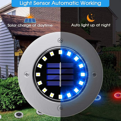 NFESOLAR Blue Solar Ground Lights Outdoor with 16 LEDs Waterproof Outdoor