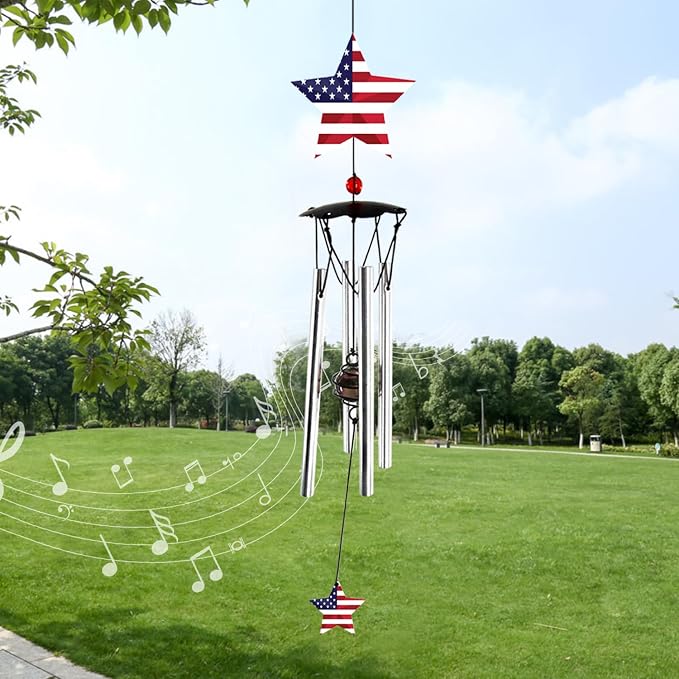 Wind Chimes for Outside 24" Wind Chime Outdoor Veteran Gifts for Home Patio Outdoor Windchimes Outdoors Small Wind Chimes for Outside -Christmas Birthday,