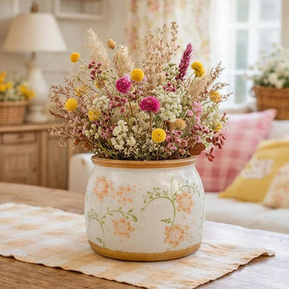 Vintage Ceramic Flower Pots - Indoor Outdoor Planters with Drainage Holes & Filter Screen, 6.5’’& 9’’ Rustic Farmhouse Decorative Plant Pots for Garden/Patio