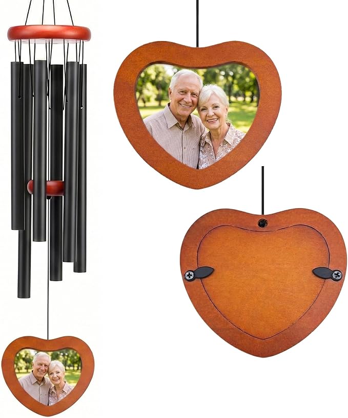 Photo Frame Design Wind Chimes for Outside Soothing Melodic Wind Chime 26" to Create a Zen Atmosphere. Sympathy/Memorial Gift, Indoor Outdoor Garden Patio Decoration