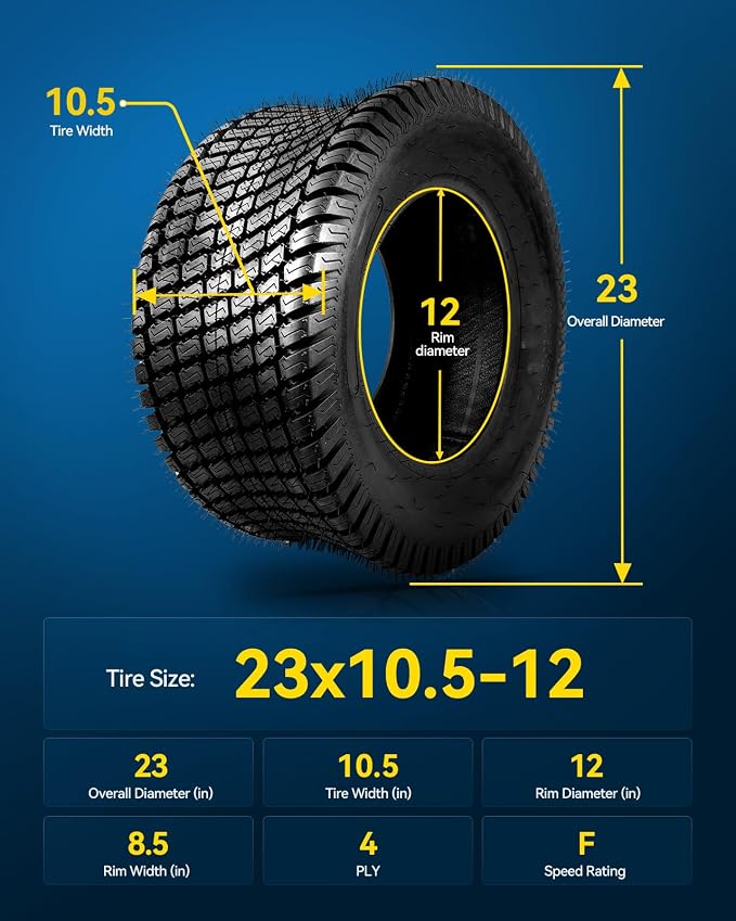 PHILTOP 23x10.5-12 ATV UTV Tires, 4-Ply Super Mud Lawn Mower, Golf Carts, Yard Trailers Tires,Set of 2