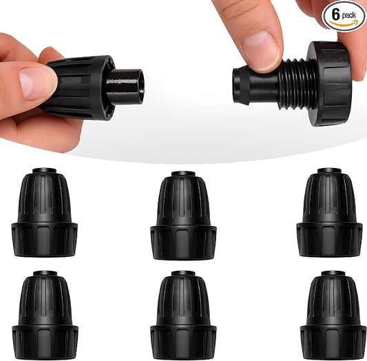 Carpathen Drip Irrigation Parts - 6PCS Faucet Connectors 3/4" to 1/2" Female Adapter for Irrigation Tubing - Leak Free Connectors for Garden Watering Systems
