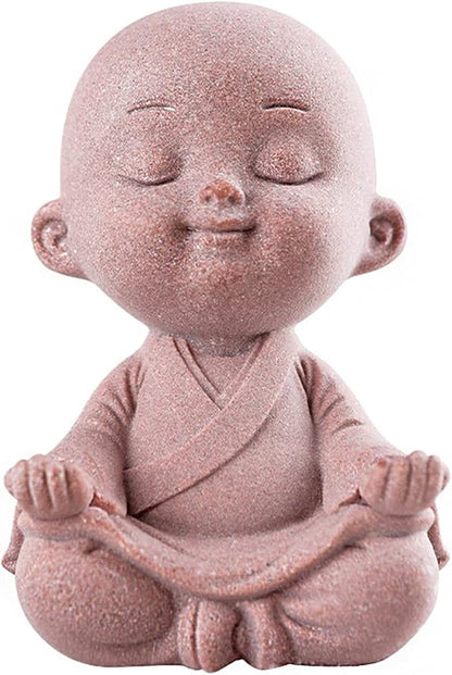 Sitting Buddha Meditation Zen Figurines Decor Small Monk Statue for Fish Tank Aquarium Garden Decoration (Pink)
