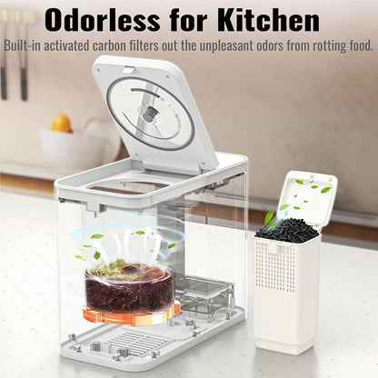 3L Electric Composter for Kitchen, Smart Compost Bin for Countertop, Auto-Cleaning/Odor-Free/LED Display, Turn Kitchen Waste to Dry Compost Fertilizer, Indoor/Outdoor Compost Machine