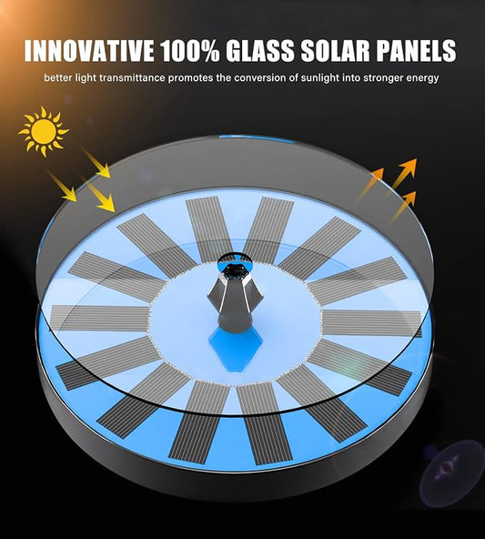 Yzert Solar Fountain Bird Bath Fountains Pump Upgraded 100% Glass Panel, Solar Powered Water Fountain with 8 Nozzles & 4 Fixers for Garden, Pond, Pool, Patio, Outdoor - No Battery Needed (Blue)